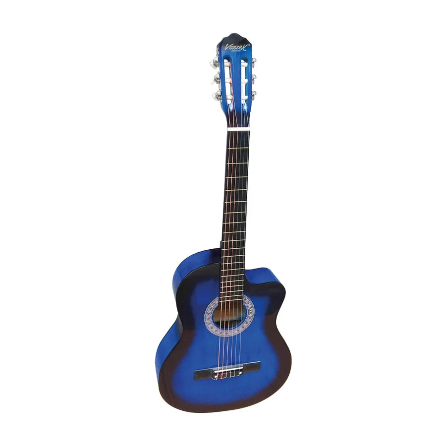 GUITARRA ACUSTICA CON CORTE AZUL 39" C/FUNDA VOZZEK VZ-851/39BLCF