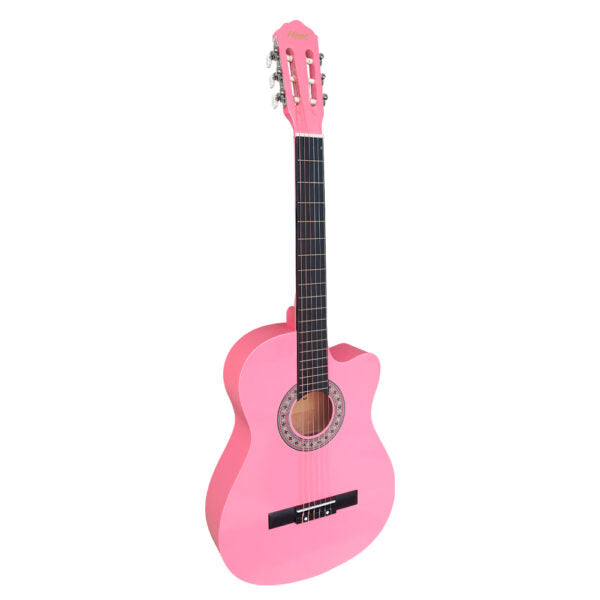 VZ-851/39PNKCF Guitarra acústica 39″ c/ corte color rosado c/ funda “VOZZEX”