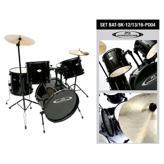 Set de batería PowerDrums PD-04 - Color negro